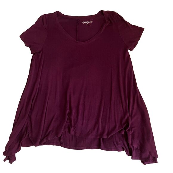 Mudd Shirt Dress Tunic Purple Asymmetric L Women Soft Rayon Flowy Boho Lagenlook - Picture 12 of 12